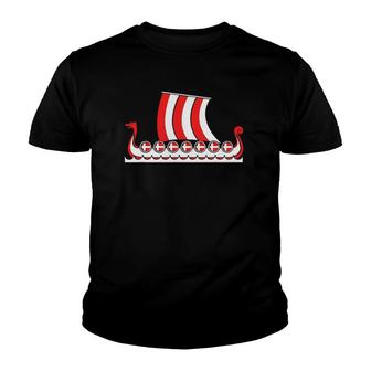 Denmark Viking Ship Gift Danish Flag Dragon Boat Viking Youth T-shirt | Mazezy
