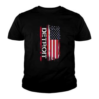Detroit American Flag Vintage Youth T-shirt - Thegiftio UK
