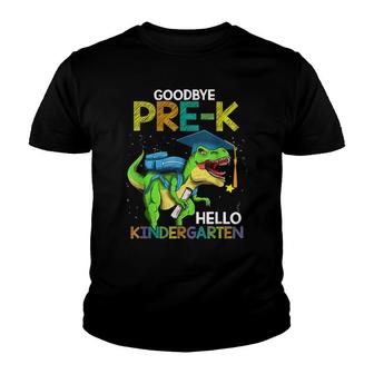 Dinosaur Goodbye Pre-K Hello Kindergarten Last Day Of School Youth T-shirt - Thegiftio UK