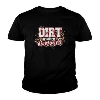 Dirt And Diamonds Funny Baseball Lover Leopard Baseball Youth T-shirt - Thegiftio UK