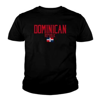 Dominican Republic Flag Vintage Red Text Youth T-shirt | Mazezy