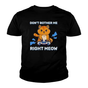 Dont Bother Me Right Meow Gaming Kawaii Gamer Anime Cat Tee Youth T-shirt - Thegiftio