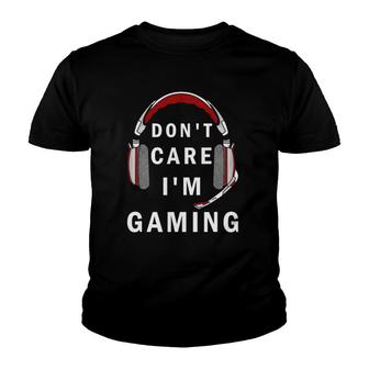 Dont Care Im Gaming Moody In The Morning Pajamas Sarcastic Youth T-shirt | Mazezy