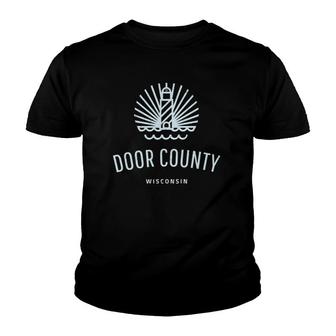 Door County Wisconsin Retro Vintage Lighthouse Gift Idea Youth T-shirt | Mazezy