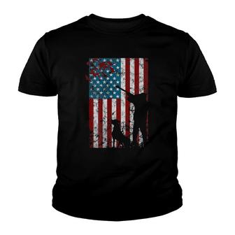 Duck Hunting Distressed Patriotic Gift American Usa Flag Youth T-shirt | Mazezy
