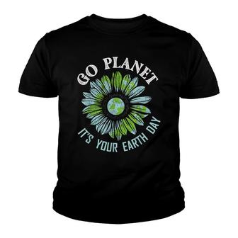 Earth Day Planet Anniversary Earth Day Sunflower Everyday Youth T-shirt - Seseable