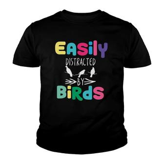 Easily Distracted By Birds Funny Bird Lover V1 Ver2 Youth T-shirt | Mazezy