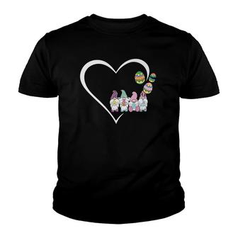 Easter Day 2022 Trio Bunny Gnome Heart Hug Easter Eggs Youth T-shirt | Mazezy