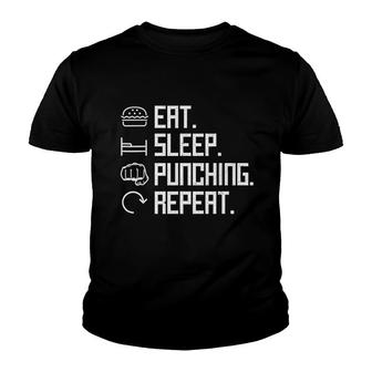 Eat Sleep Punching Repeat Boxing Hit Vintage Gift Youth T-shirt - Monsterry