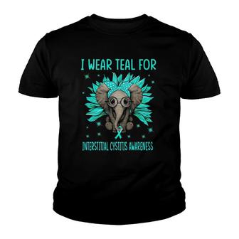 Elephant Sunflower I Wear Teal For Interstitial Cystitis Aw Youth T-shirt | Mazezy