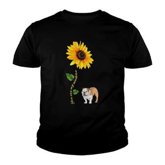 English Bulldog You Are My Sunshine Sunflower V3 Youth T-shirt - Thegiftio UK