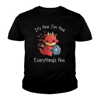 Everythings Fine - Rpg Funny Dragon Youth T-shirt - Thegiftio UK