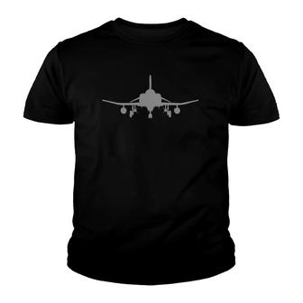 F 4 Phantom Aircraft Silhouette And Tri View Youth T-shirt - Thegiftio UK