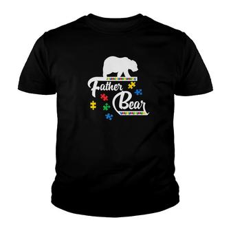 Father Bear Puzzle Autism Awareness Dad Gifts Tee Youth T-shirt - Monsterry DE