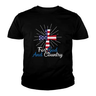 For God And Country American Pride Christian Faith Patriot Youth T-shirt - Thegiftio UK