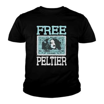 Free Leonard Peltier Blue Grunge Look Youth T-shirt - Thegiftio UK