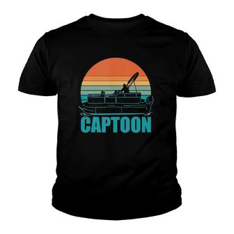 Funny Boating Captoon Pontoon Tritoon Captain Pontoon Boat Youth T-shirt | Mazezy