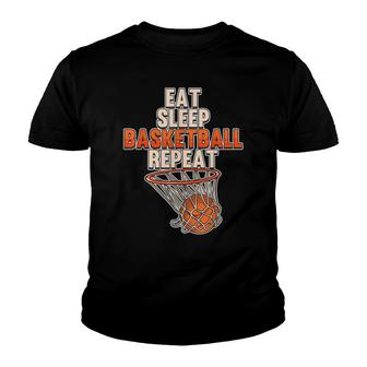 Funny Eat Sleep Basketball Repeat Sports Coach Player Team Youth T-shirt - Seseable