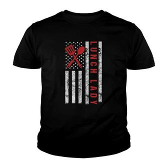 Funny Lunch Lady School Cafeteria Worker American Flag Youth T-shirt - Thegiftio UK