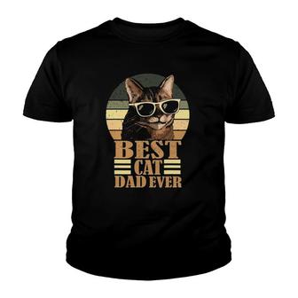 Funny Mens Vintage Retro Best Cat Dad Ever Youth T-shirt - Seseable