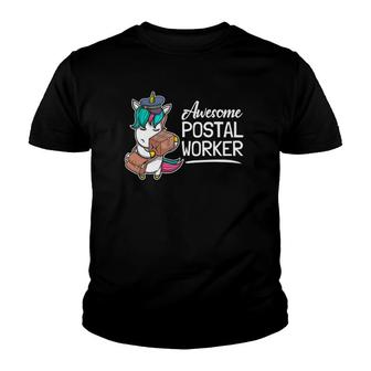 Funny Postal Worker Mailman Awesome Unicorn Postman Youth T-shirt - Thegiftio UK