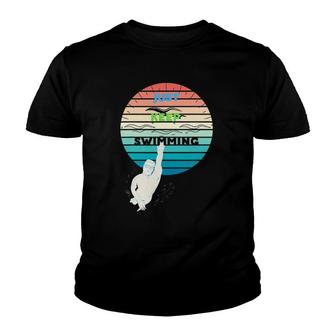 Funny Retro Vintage Sunset Swim Keep Swimming Graphic Youth T-shirt - Thegiftio UK