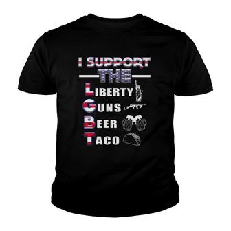 Funny Support Lgbt Liberty Guns Beer Tacos Gift Youth T-shirt - Thegiftio UK