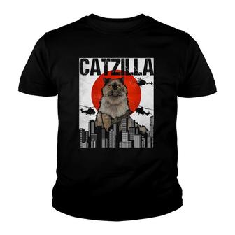 Funny Vintage Japanese Catzilla Persian Cat Youth T-shirt - Thegiftio UK