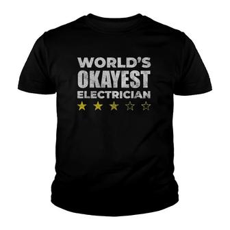 Funny Worlds Okayest Electrician Vintage Style Youth T-shirt | Mazezy
