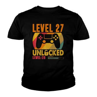 Gamer 27 Years Old 27Th Birthday Gift Level 27 Unlocked Youth T-shirt - Seseable