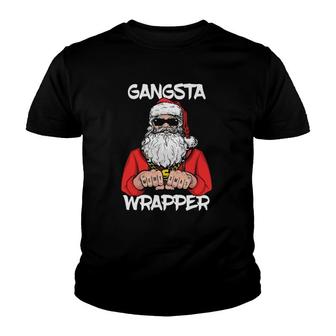 Gangsta Wrapper Funny Santa Christmas Youth T-shirt | Mazezy