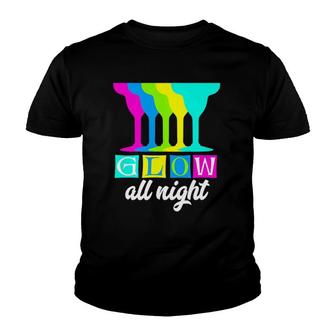Glow All Night Neon Theme 80S Party Tee Youth T-shirt - Thegiftio UK