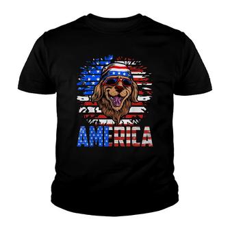 Golden Retriever America Patriotic Dog Usa Flag Memorial Day Youth T-shirt - Seseable