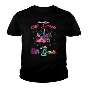 Goodbye 8Th Grade Hello 9Th Grade Graduation Unicorn Girls Youth T-shirt - Thegiftio UK