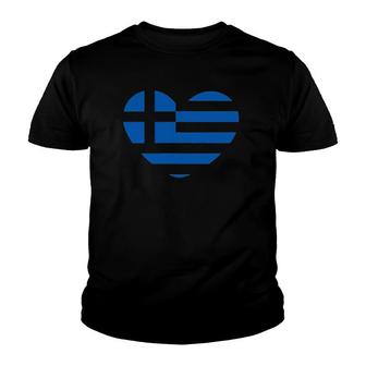 Greece Flag On Greek Heart - I Love Greece Youth T-shirt - Thegiftio UK