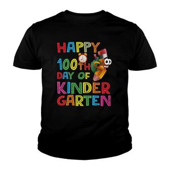 Happy 100 Days Kindergarten School Teacher Student 100Th Day Youth T-shirt - Seseable