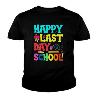 Happy Last Day Of School Learning Tools Apple Star Student Teacher Youth T-shirt - Seseable