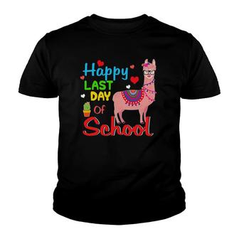 Happy Last Day Of School Llama Students And Teachers Youth T-shirt - Seseable