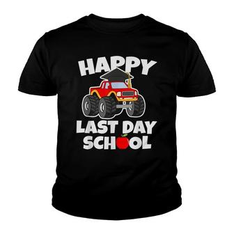 Happy Last Day Of School Student Gift Monster Truck Youth T-shirt - Thegiftio UK