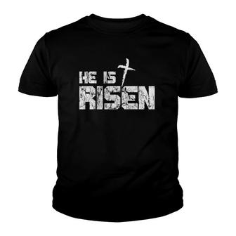 He Is Risen Vintage Distressed Youth T-shirt - Thegiftio UK