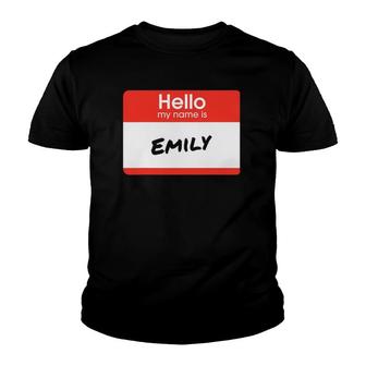 Hello My Name Is Emily Funny Personalized Gift Youth T-shirt - Thegiftio UK