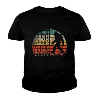 Hide And Seek World Champion Bigfoot Is Real Funny Youth T-shirt - Monsterry UK
