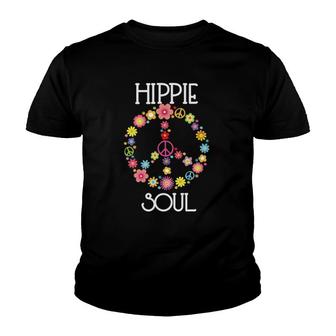 Hippie Soul Flower Power Peace Sign Gypsy Soul 60S 70S Gift Youth T-shirt | Mazezy