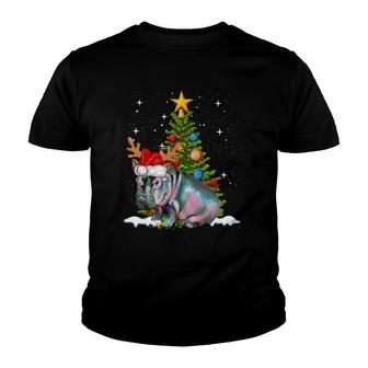 Hippo Fiona Christmas Tree Hippopotamus Youth T-shirt | Mazezy