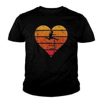 Hurdles Retro Vintage Track And Field Hurdler Heart Youth T-shirt - Thegiftio UK