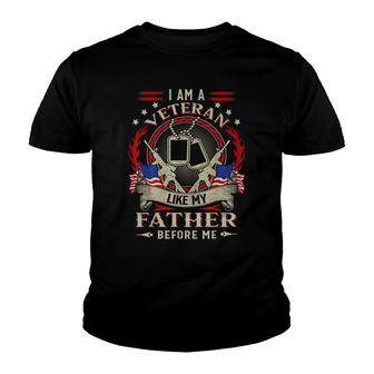 I Am A Veteran Like My Father Before Me Flag Usa Funny Youth T-shirt - Thegiftio UK