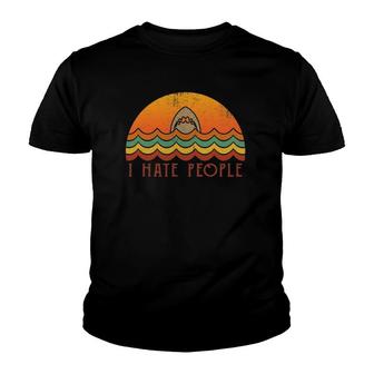 I Hate People Shark Vintage Youth T-shirt | Mazezy