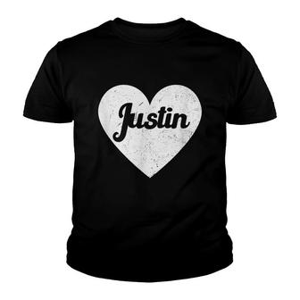 I Heart Justin - First Names And Hearts I Love Justin Youth T-shirt - Seseable