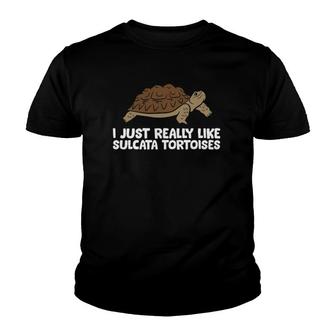 I Just Really Like Tortoises Okay Funny Sulcata Tortoise Youth T-shirt - Thegiftio UK