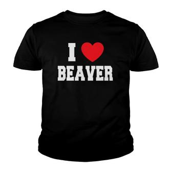 I Love Beaver Red Heart Youth T-shirt - Thegiftio UK
